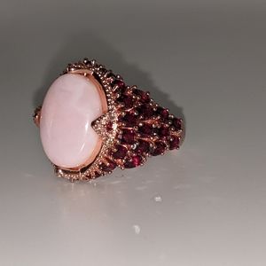 Pink Opal and Rhodolite Garnet Ring